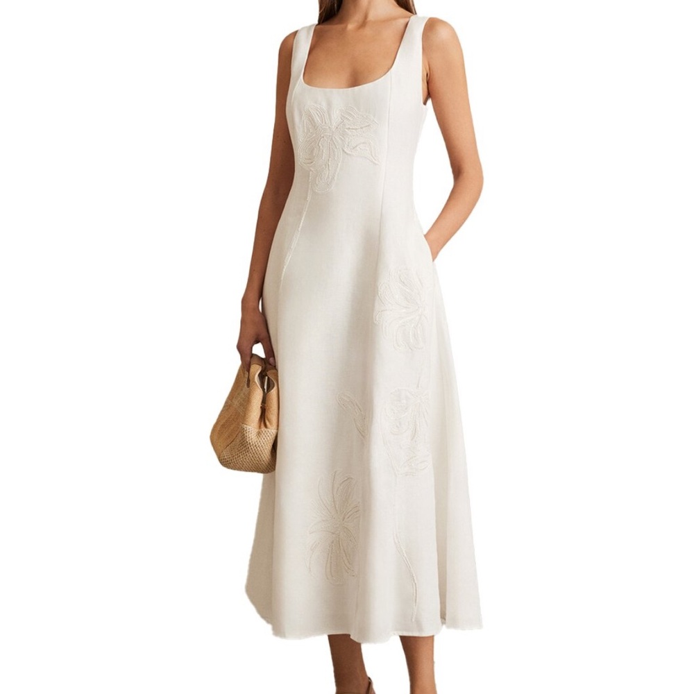 Reiss Cream Midi Dress